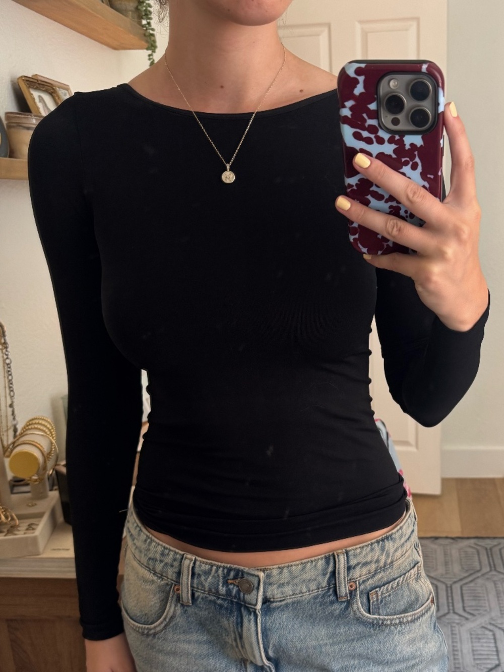 Free People Low-Back Seamless Long Sleeve